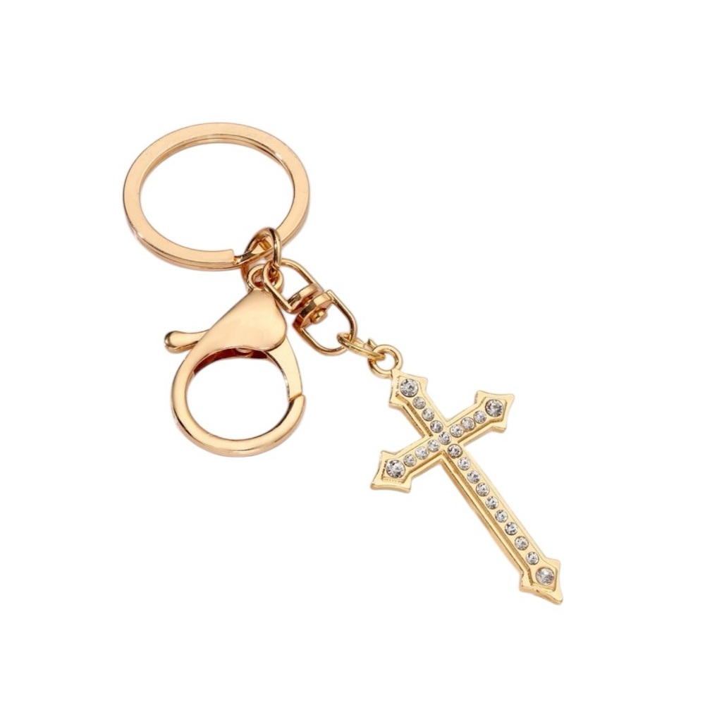 1pc Alloy & Rhinestone Cross Keychain Pendant/Charm